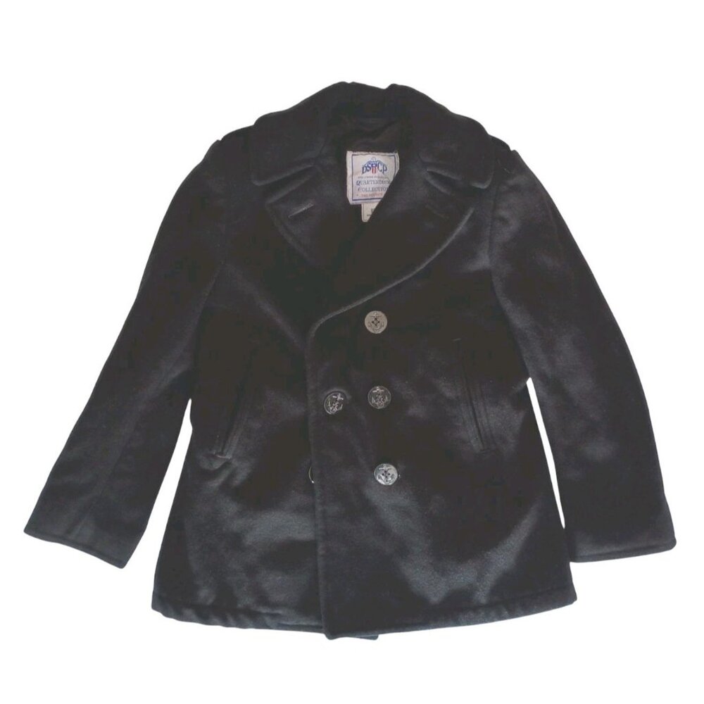 DCSP Quarterdeck Collection Mens Sz 8R US Navy Black‎ Wool Heavy Peacoat Jacket